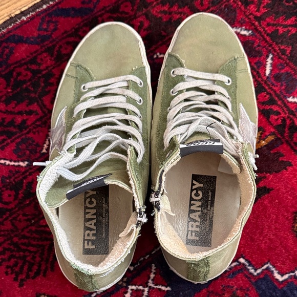 Golden Goose Green High-Top Sneakers with Silver Star Pre-Loved Condition - Picture 3 of 14